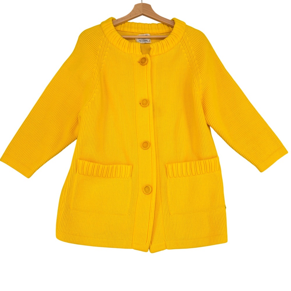Vintage Yellow Double Knit Cardigan Sweater Button Up Fully Fashioned Size 40